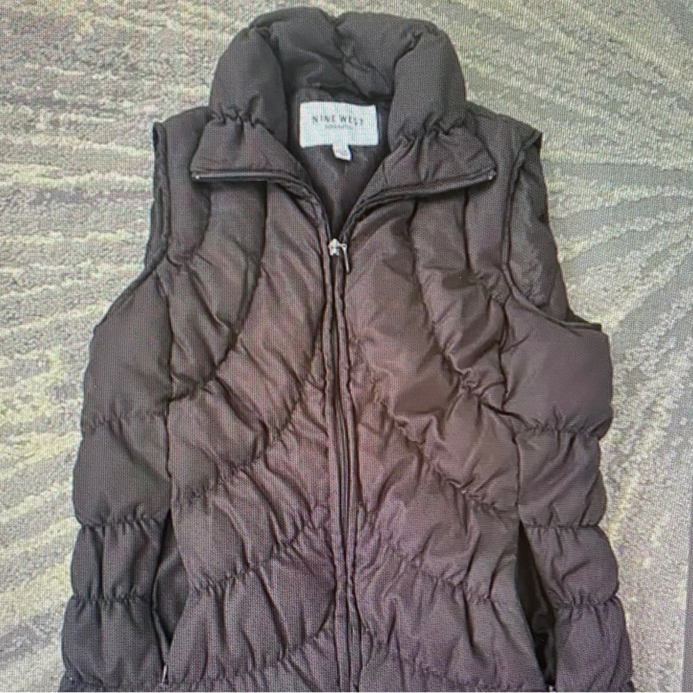 Nine West Dark Brown Quilted Puffer Vest